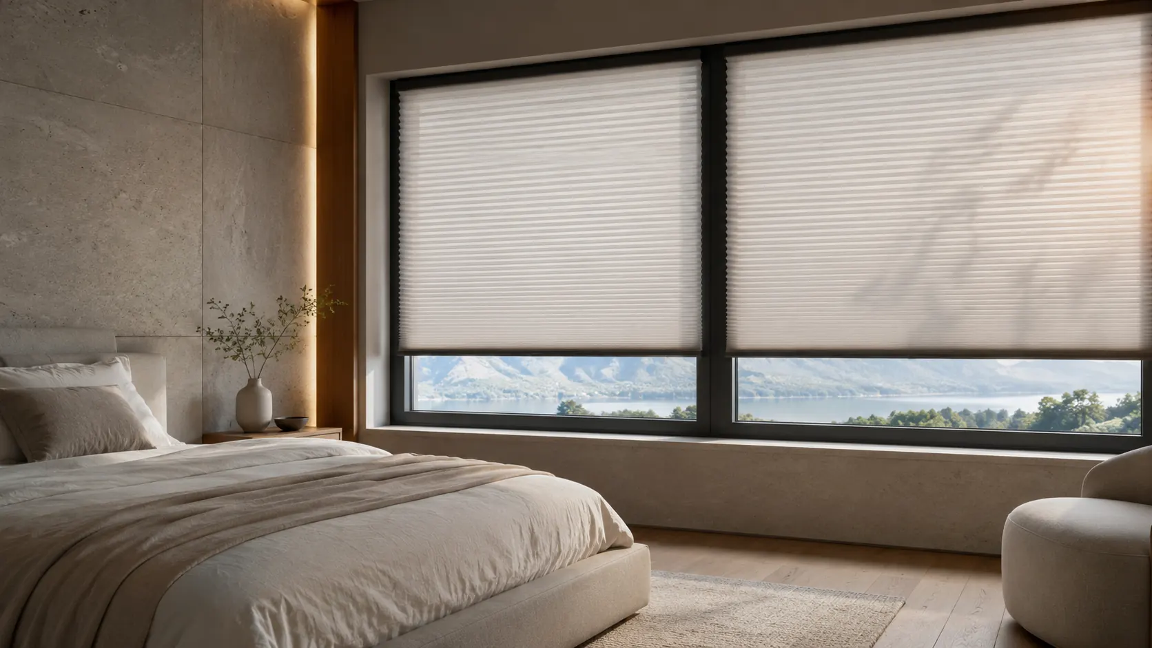 Premium-Wabenplissee für Schlafzimmer und ruhige Räume